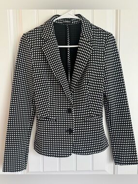 Express Black and White Checked Blazer w/ Pockets
